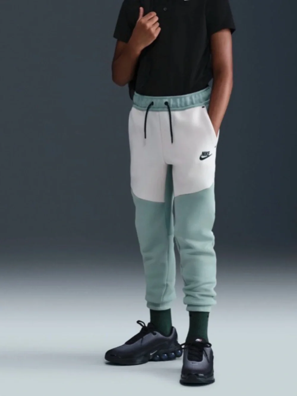 Nike Kids' Tech Fleece Joggers- Dust Sage/Lt Or Brwn/Black